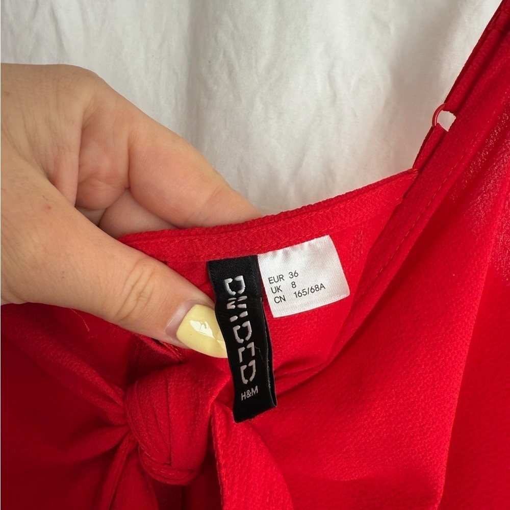 H&M ankle length Elegant Red Jumpsuit Size 6 - Picture 6 of 14